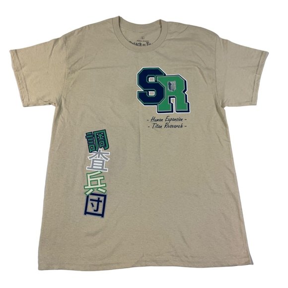 Attack on Titan Final Season Graphic T-Shirt ~ Tan (Large) - Picture 1 of 3